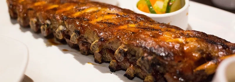 A rack of marinated pork ribs